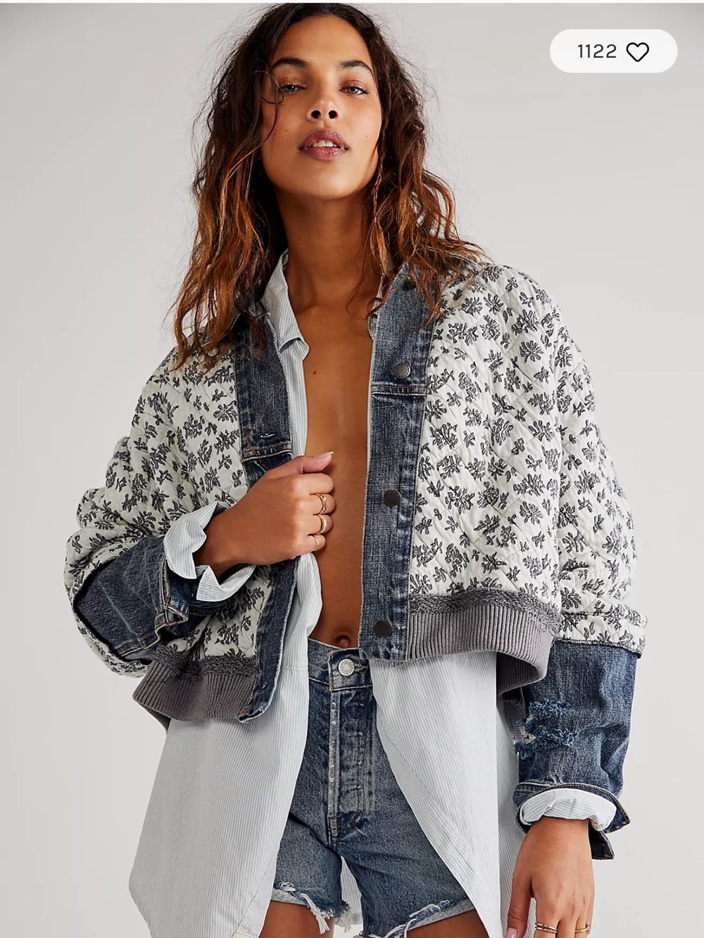 Free people ditsy denim jacket